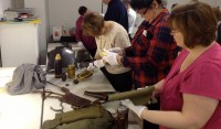 Handling artefacts at WW1 DLI writing workshop 